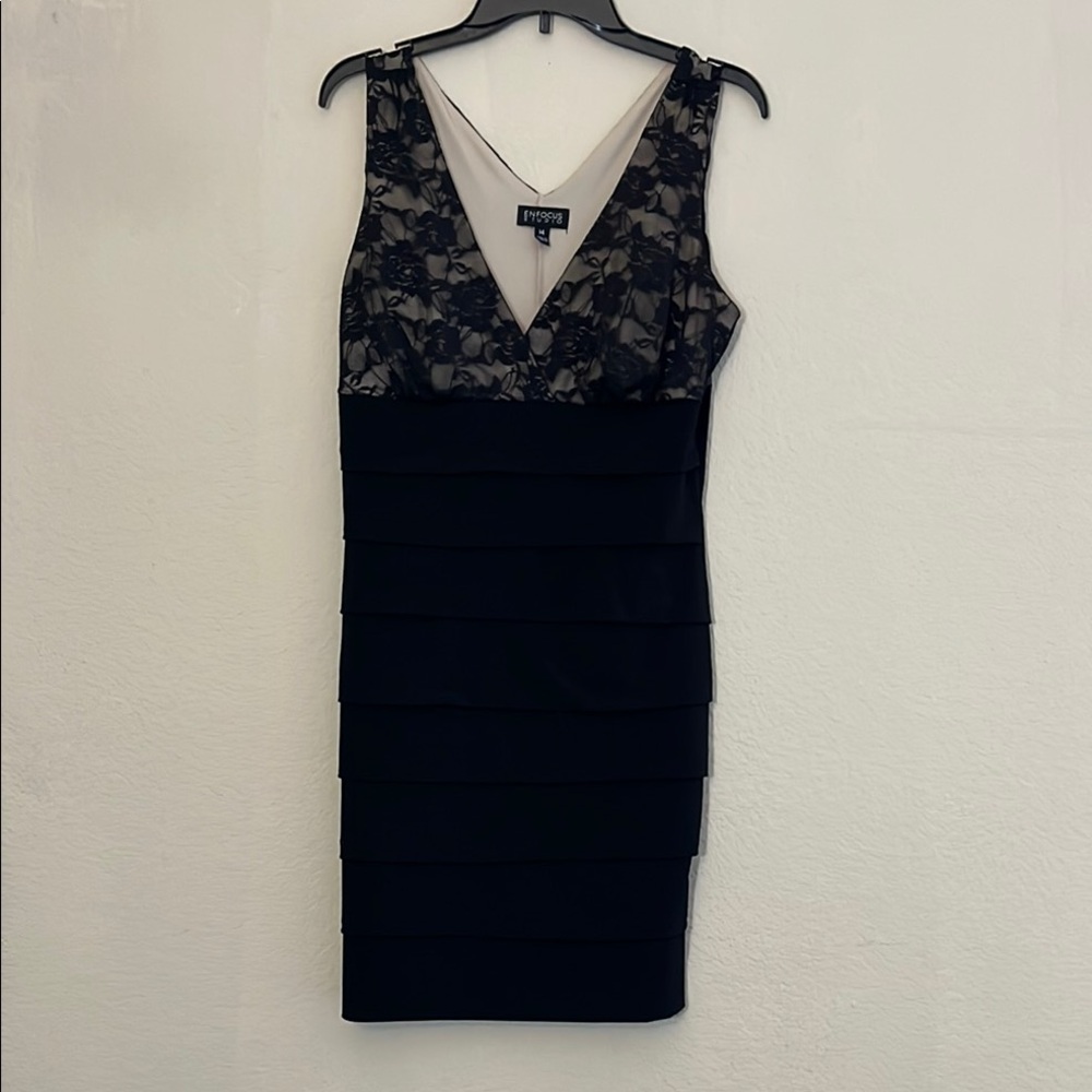 Enfocus Studio Black Bodycon Mini Dress V-Neck Sleeveless